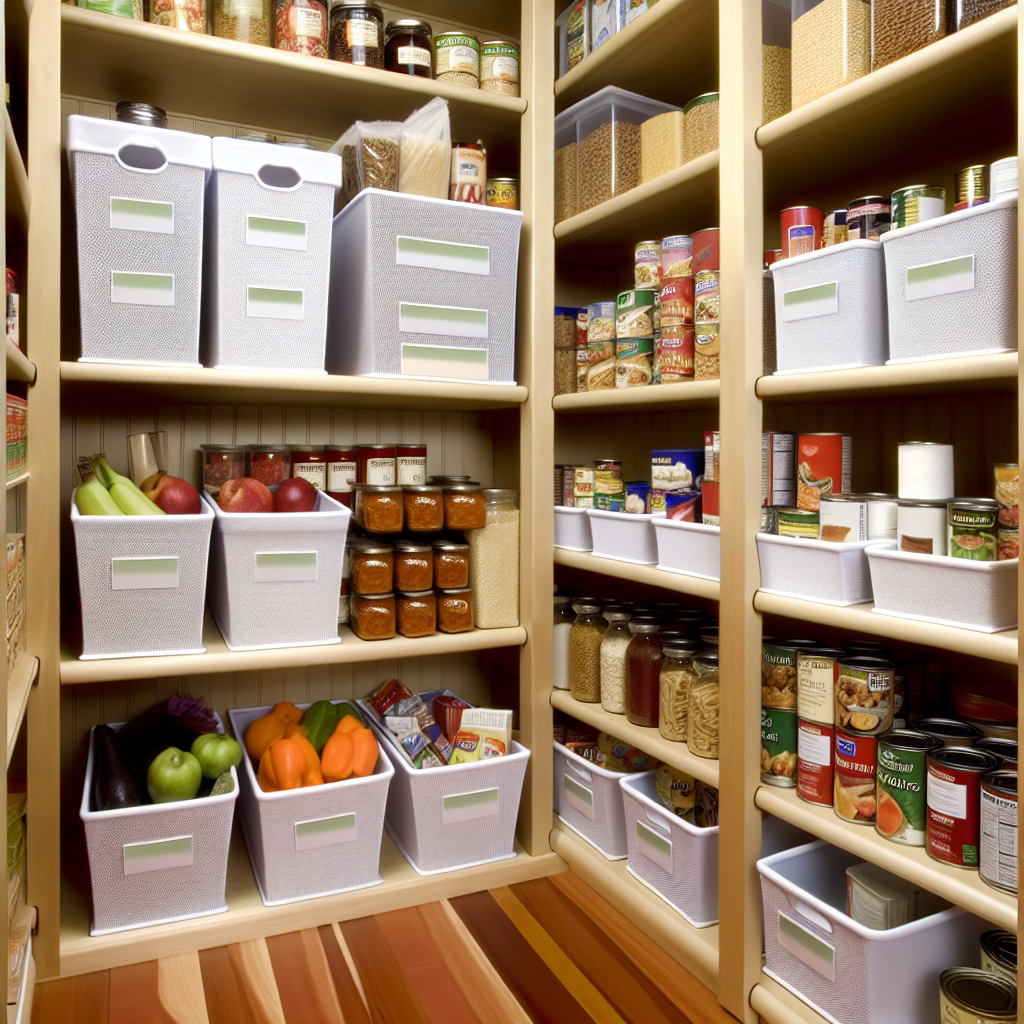 Organized pantry with clearly defined category zones